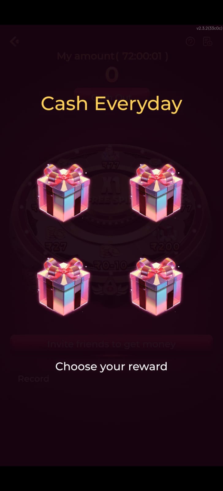 Cash everyday reward gifts gaming app screen